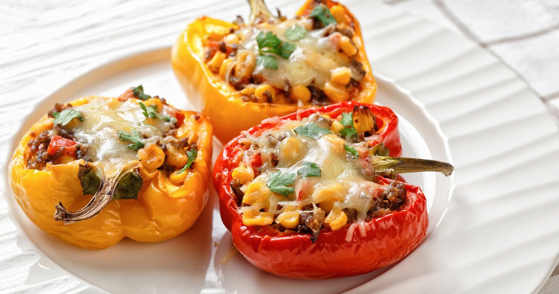 Stuffed Peppers with Quinoa and Enchilada Sauce