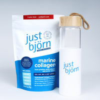 Just Björn Marine Collagen Hydration Bundle with Pouch and Glass Bottle – for skin, hair, nail & joint support
