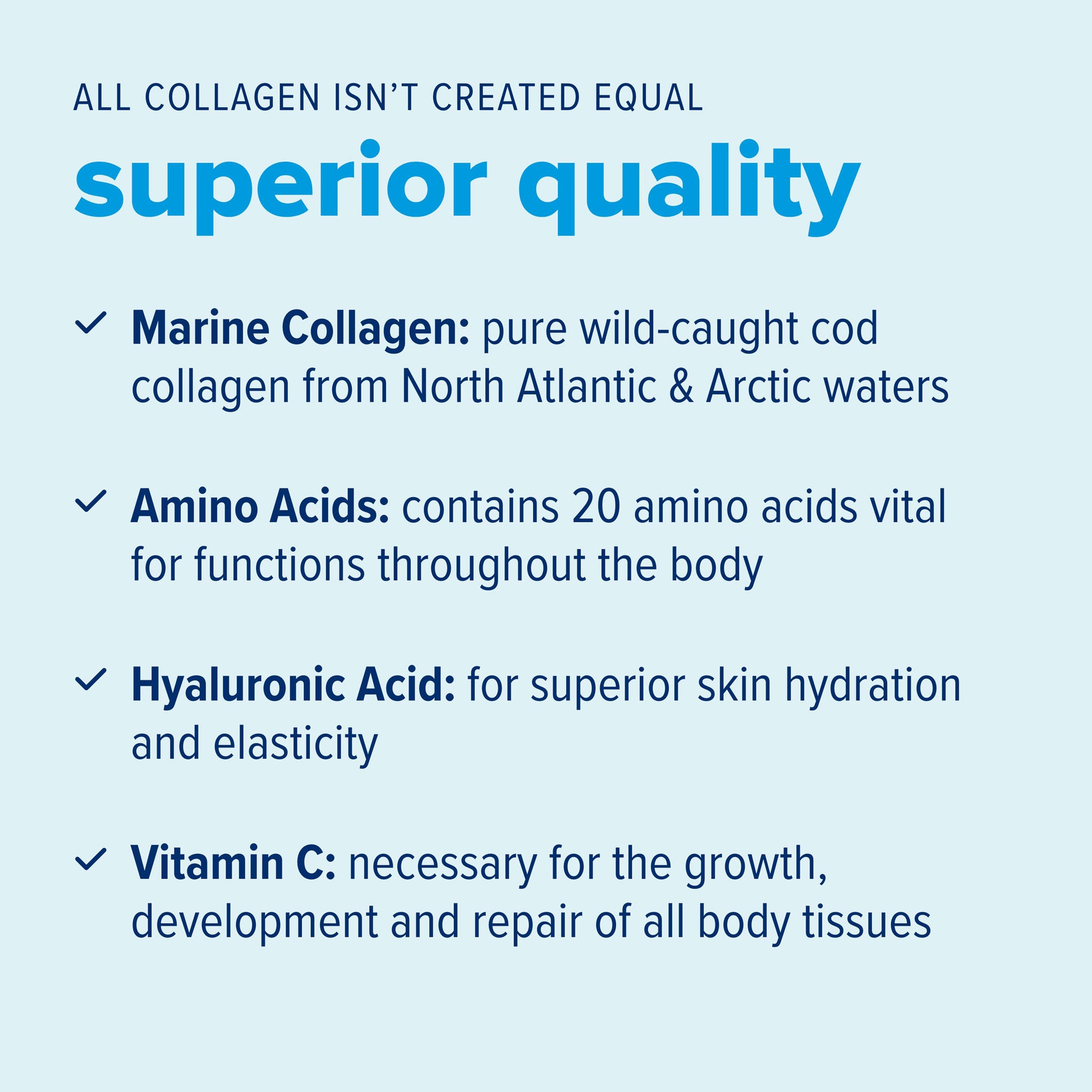 All collagen isn't create equal | just bjorn has superior quality with marine collagen, amino acids, hyaluronic acid, and vitamin c