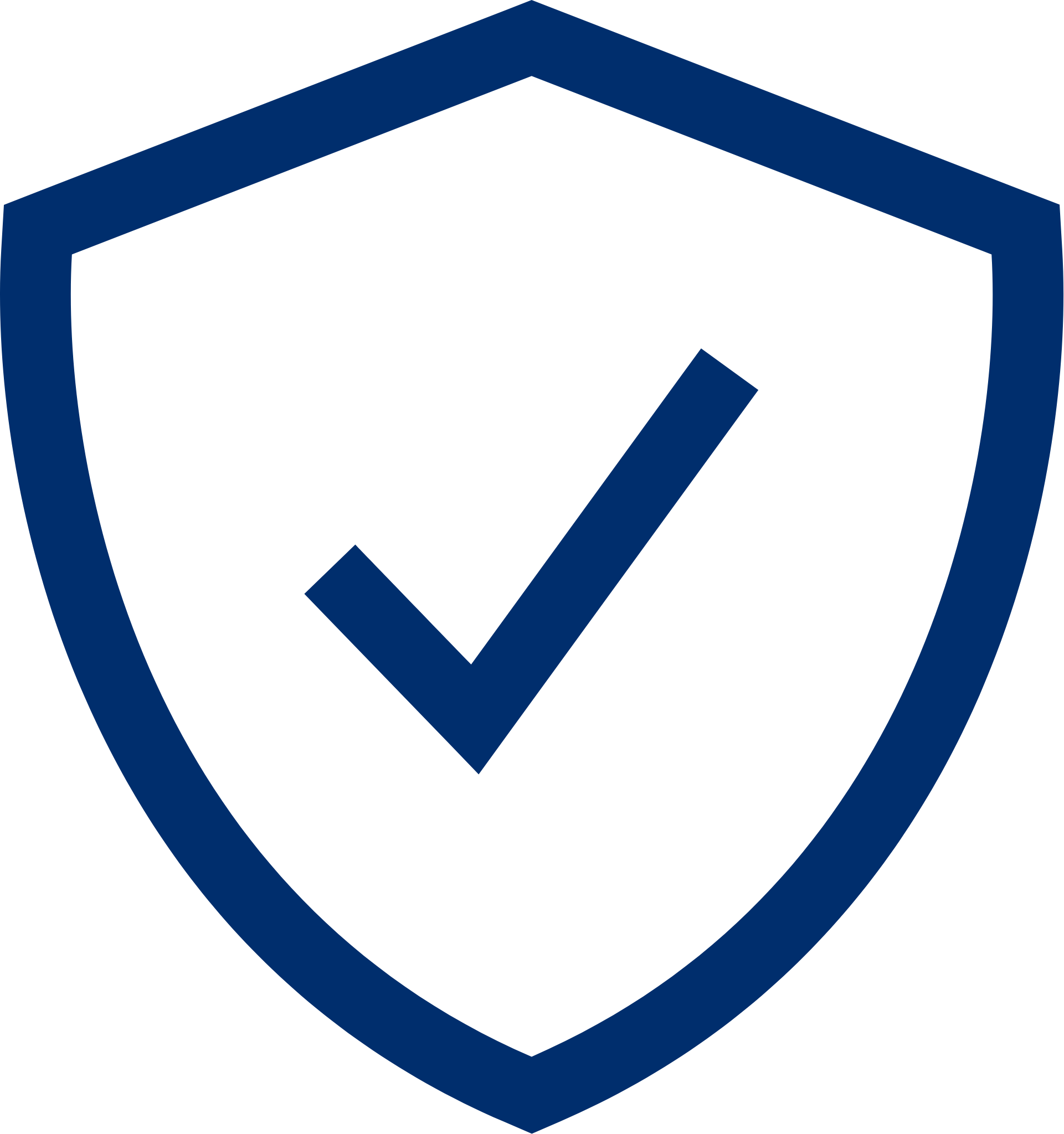 Blue shield icon with a check mark on a white background