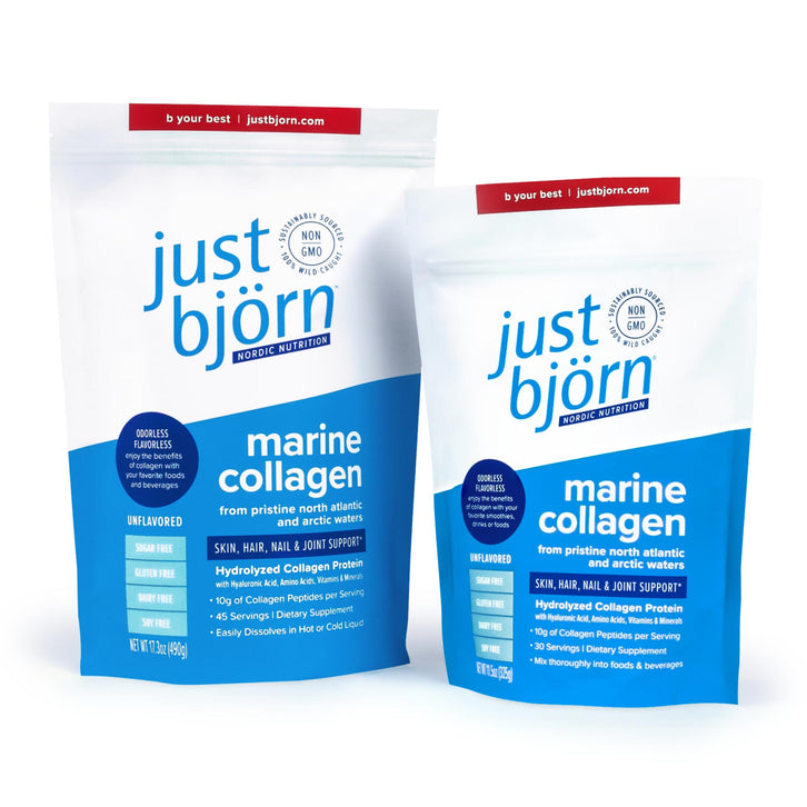 11.5oz and 17.3oz Pouches of just bjorn marine collagen