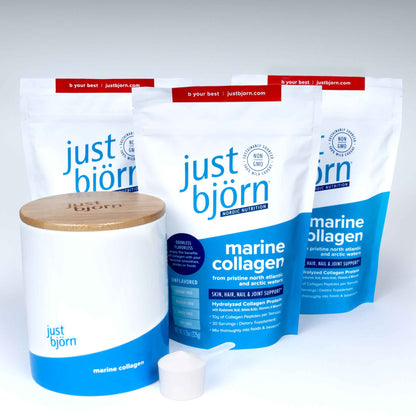 Marine Collagen Peptides Bundle – 90 Servings (3×30) + Ceramic Storage Canister | Just Björn