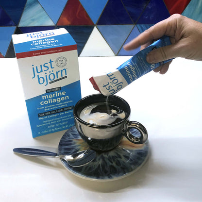 just bjorn marine collagen poured into cup of coffee