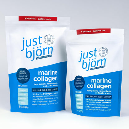 11.5oz and 17.3oz Pouches of just bjorn marine collagen