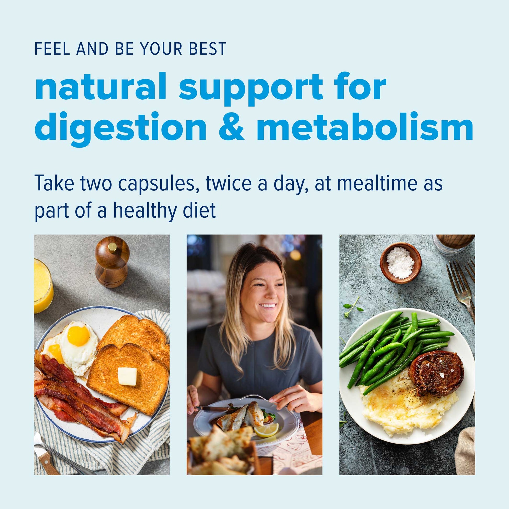 Marine chitosan capsules taken with meals to support digestion and healthy metabolism as part of a balanced diet