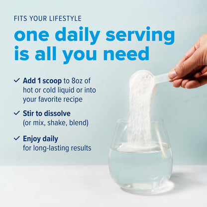 one daily serving of just bjorn marine collagen is all you need | Add 1 Scoop, Stir to dissolve, enjoy daily!