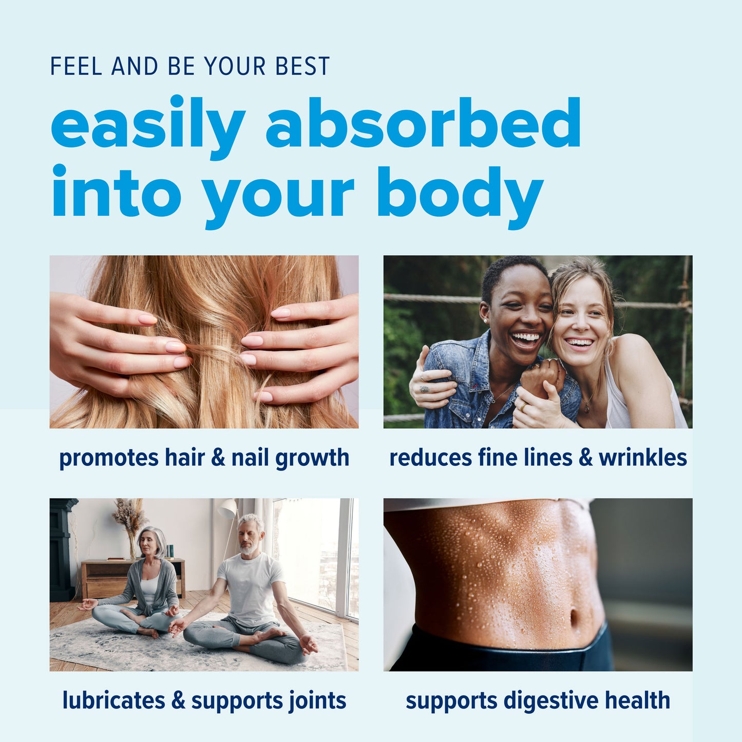 the benefits of just bjorn marine collagen : promotes hair & nail growth, reduces fine lines & wrinkles, lubricates & supports joints, supports digestive health